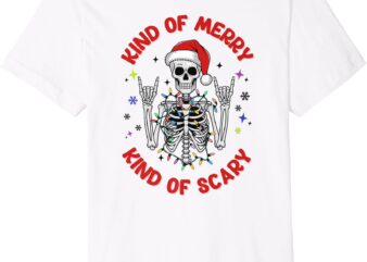 Kind of Merry Kind of Scary Funny Santa Skeleton Christmas Premium T-Shirt