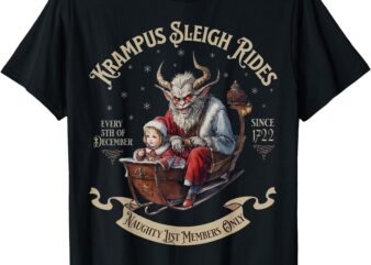 Krampus Sleigh Rides, Merry Krampus Christmas Xmas Horror T-Shirt