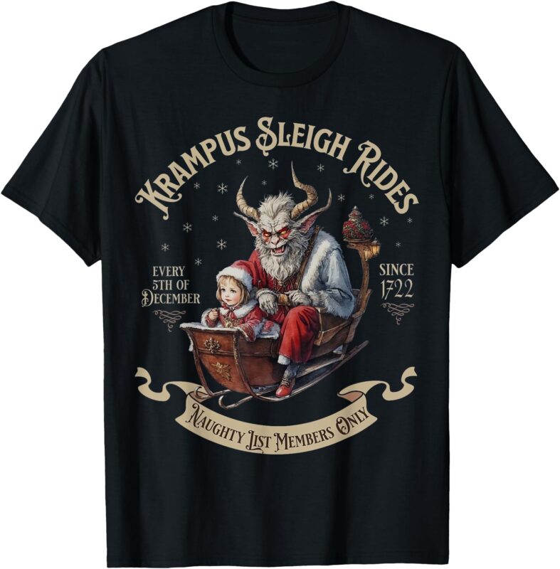 Krampus Sleigh Rides, Merry Krampus Christmas Xmas Horror T-Shirt