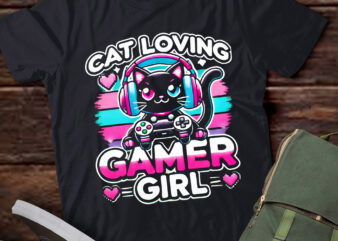 TD13- Cat Loving Game Girl Funny Cute Cat Gaming Lover