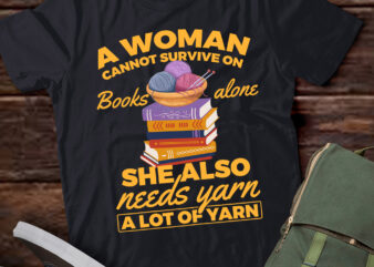 LT910-Woman Survives On Books Yarn Knitting Crochet T-Shirt