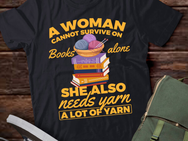 Lt910-woman survives on books yarn knitting crochet t-shirt