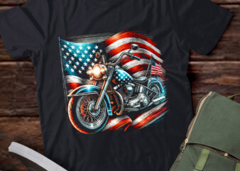 LT918-Motorcycle USA Flag Retro Biker T-Shirt