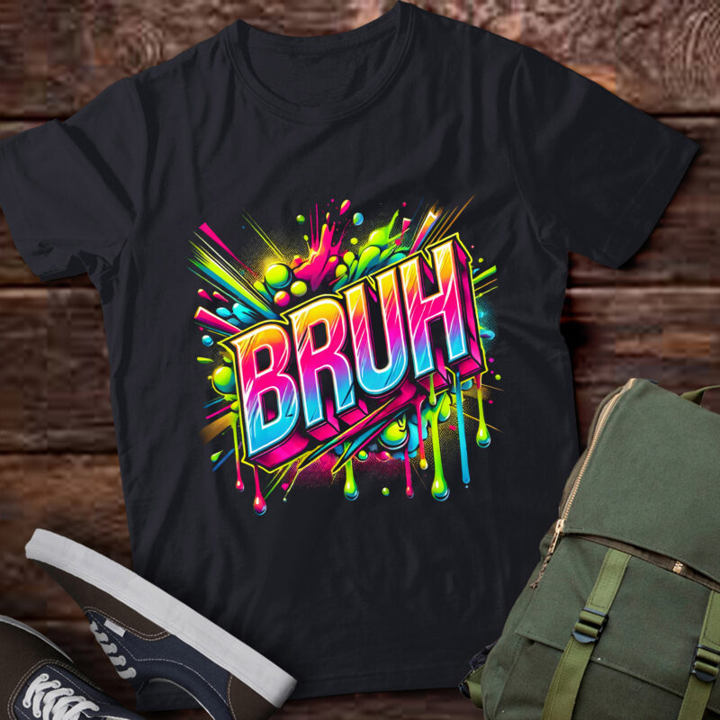 LT920-Boys Bruh Meme Funny Saying Teens Graffiti Aesthetic Kids T-Shirt