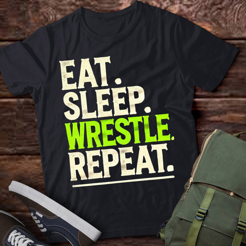 LT937-Eat Sleep Wrestle Repeat – Cool Wrestling T-Shirt