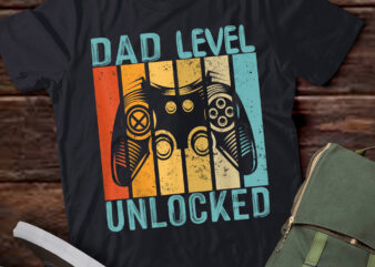 LT947-Funny New Dad Dad Level Unlocked day Gaming T-Shirt