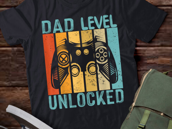 Lt947-funny new dad dad level unlocked day gaming t-shirt