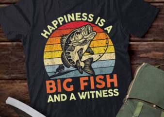 LT949-Mens Fishing-Shirt Happiness Big Fish Witness Funny Bass Dad T-Shirt