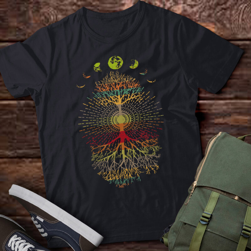 LT950-Phases of the Moon Retro 60’s 70’s Vibe Tree of Life T-Shirt