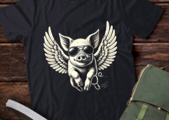 LT962 – Funny Pig Flying With Wings Cartoon Design