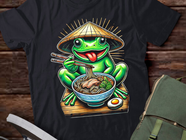 Lt970-frog eating ramen kawaii neko japanese noodles anime t shirt vector graphic