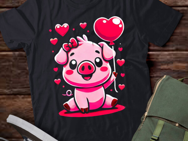 Lt972-pig with heart balloon valentines day pig pullover t shirt vector graphic