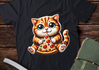 LT980 – Funny Fat Cat Eating Pizza Fast Food Art Meme Animal