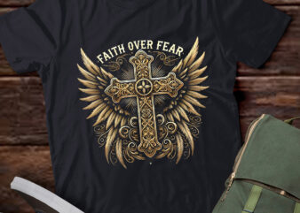 TD4- Faith Over Fear Cross with Angel Wings Inspirational