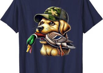 Labrador hunting Dog with duck Hunter Waterfowl Hunting Camo T-Shirt