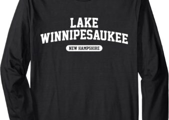 Lake Winnipesaukee New Hampshire Athletic NH Block Text Long Sleeve T-Shirt