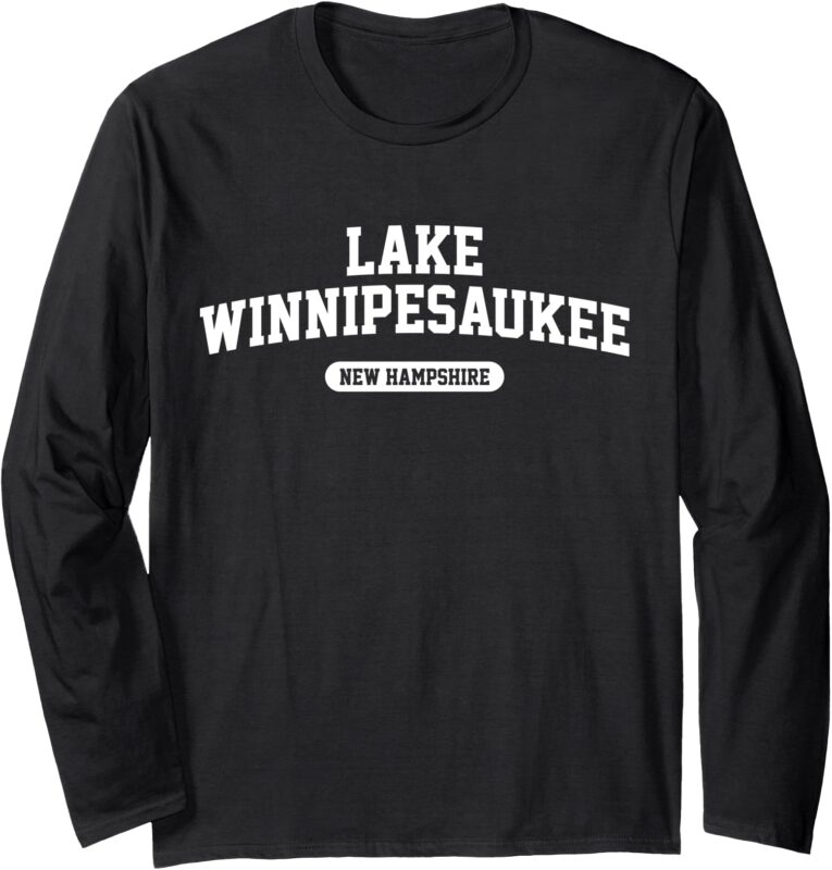 Lake Winnipesaukee New Hampshire Athletic NH Block Text Long Sleeve T-Shirt