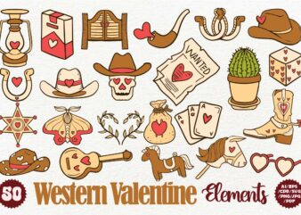 Western Valentine Element Bundle t shirt design for sale