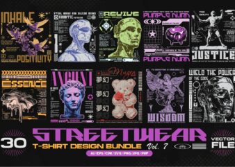 Streetwear T-shirt Designs Bundle Vol.7