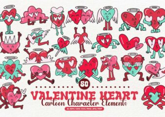 Valentine Heart Cartoon Character Element Bundle