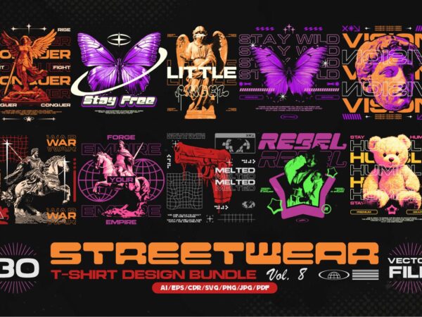 Streetwear t-shirt designs bundle vol. 8