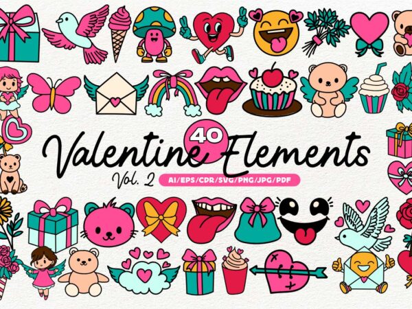 Valentine elements vol.2 bundle t shirt vector art