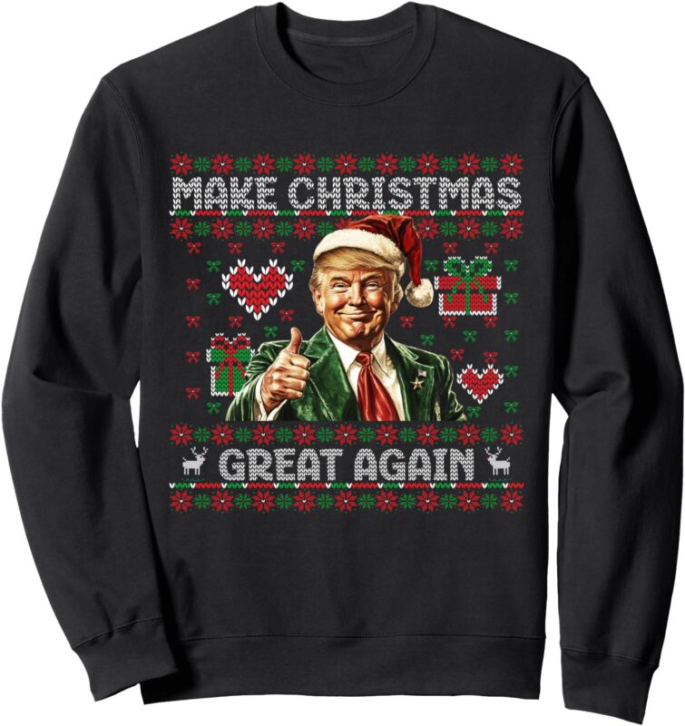 Make Christmas Great Again Xmas Funny Trump Pajamas Ugly Sweatshirt