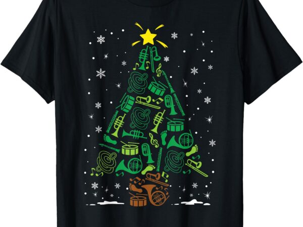 Marching band instrument family matching christmas tree t-shirt