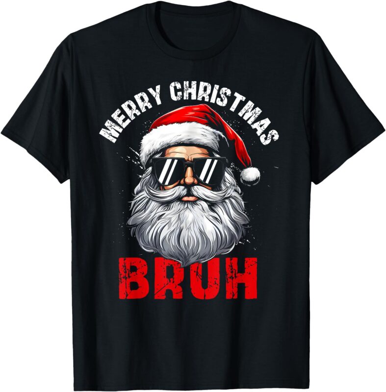 Merry Christmas Bruh Santa Xmas Family Matching Costume T-Shirt