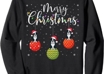 Merry Christmas Lights Santa Hat Boston Terrier Ugly Xmas Sweatshirt