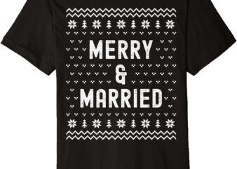 Merry & Married Matching Couples First Christmas as Mr & Mrs Premium T-Shirt