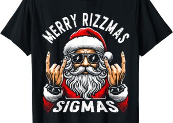 Merry Rizzmas Sigmas Funny Christmas Rizz Santa Teens Boys T-Shirt