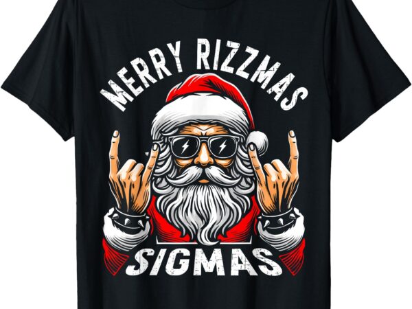 Merry rizzmas sigmas funny christmas rizz santa teens boys t-shirt