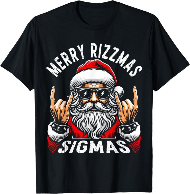 Merry Rizzmas Sigmas Funny Christmas Rizz Santa Teens Boys T-Shirt