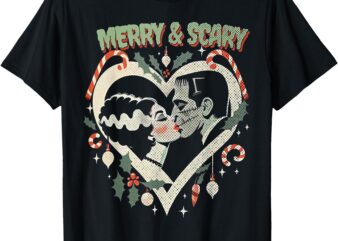 Merry & Scary Frankie & Liz Christmas T-Shirt