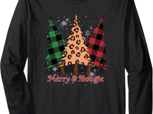 Merry and bougie christmas tree holiday winter fashion santa long sleeve t-shirt