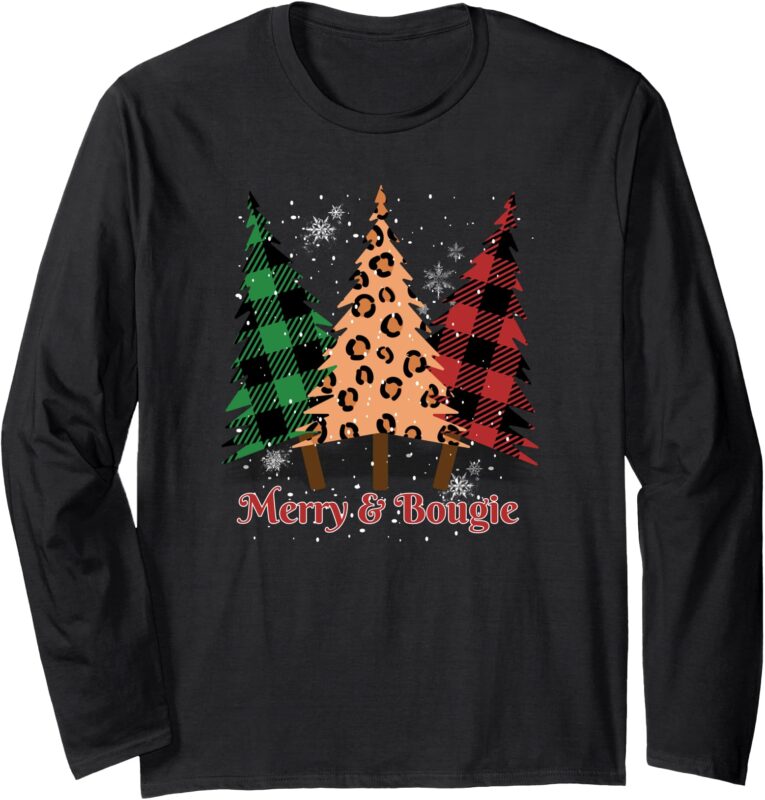 Merry and Bougie Christmas Tree Holiday Winter Fashion Santa Long Sleeve T-Shirt