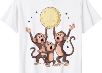 Monkey Funny Howling At Moon Dad Mom Toddler Men Vintage T-Shirt