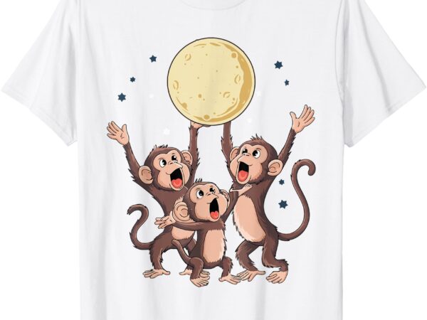 Monkey funny howling at moon dad mom toddler men vintage t-shirt