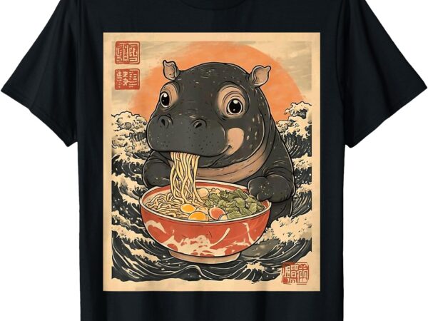 Moo deng hippo eat ramen for japanese style t-shirt