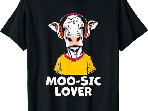 Moo-sic lover funny cow with headphones design music fans t-shirt