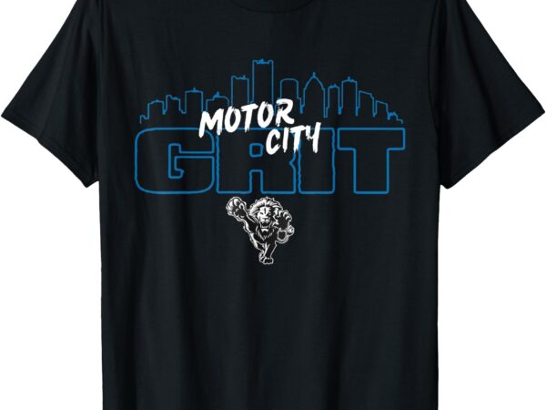 Motor city grit skyline with lion t-shirt