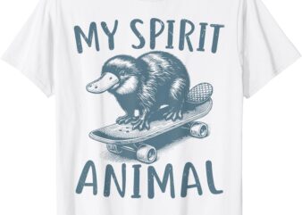 My Spirit Animal Funny Platypus Skateboard Retro T-Shirt