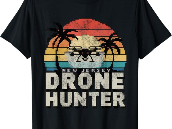 New jersey drone hunter retro sunset pixel art design t-shirt