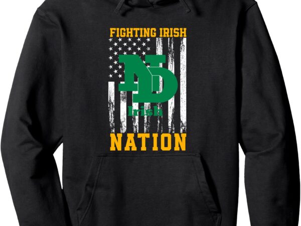 Notre dame fighting irish logo nation hs pullover hoodie T shirt vector artwork