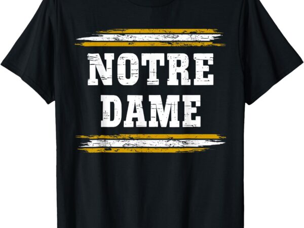 Notre dame indiana in vintage athletic varsity design t-shirt