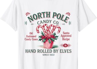 Old Fashioned North Pole Elf Christmas Candy Cane Company T-Shirt