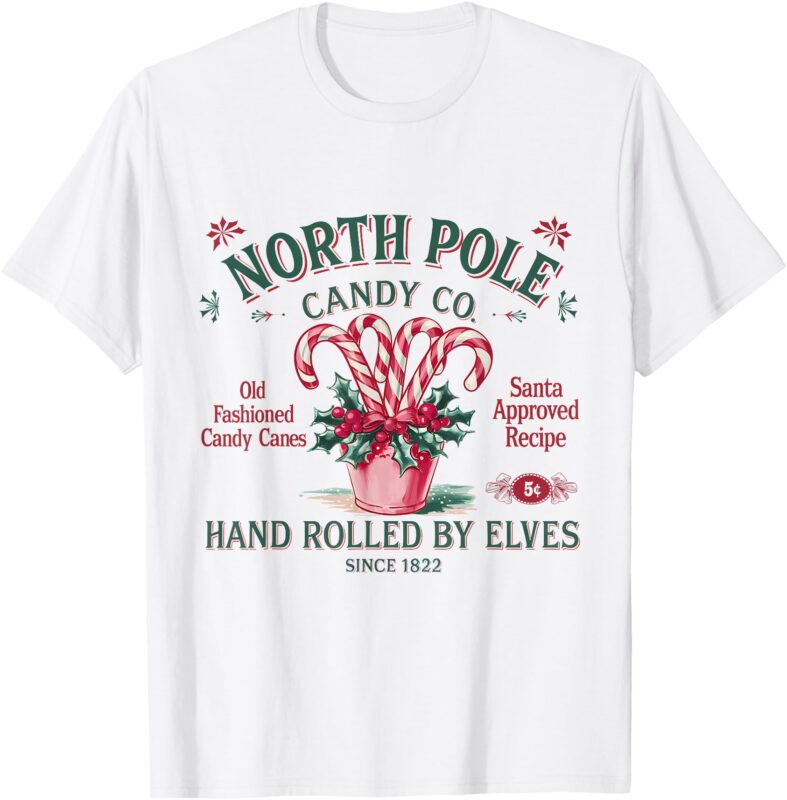 Old Fashioned North Pole Elf Christmas Candy Cane Company T-Shirt