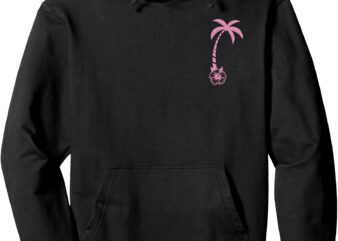 (On Back) Everything Comes In Waves Pink Palm Puff Waves Pullover Hoodie