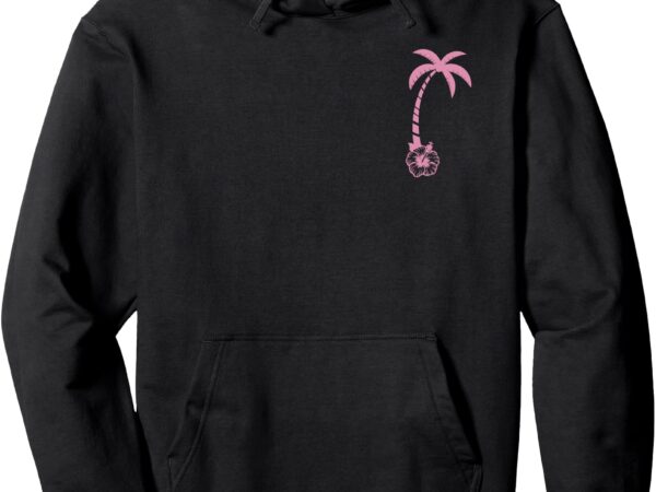 (on back) everything comes in waves pink palm puff waves pullover hoodie